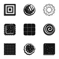Biscuit icons set, simple style