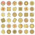 Biscuit icons set vector color Royalty Free Stock Photo