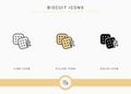 Biscuit icons set vector illustration with solid icon line style. Cookie bite concept.