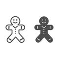 Biscuit Man line and solid icon. Gingerbread Man outline style pictogram on white background. Christmas Cookie for
