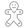 Biscuit Man line and solid icon. Gingerbread Man outline style pictogram on white background. Christmas Cookie for