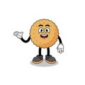 biscuit round cartoon with welcome pose