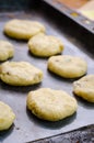 Biscuits on a baking sheet metal Royalty Free Stock Photo