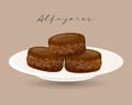 Biscuits in chocolate Alfajores, dessert, Latin American cuisine, Argentinean national cuisine. Food illustration vector