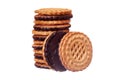Biscuits with chocolate filling on a white background Royalty Free Stock Photo