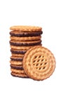 Biscuits with chocolate filling on a white background Royalty Free Stock Photo