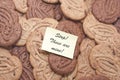 Biscuits with cocoa and chocolate with post-it Royalty Free Stock Photo