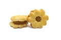 Biscuits cracker homemade. Pineapple jam and sweet flavored. Flowers design.