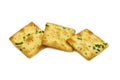 Biscuits cracker square design.Great flavor combination of green onion and wheat. Royalty Free Stock Photo