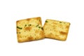 Biscuits cracker square design.Great flavor combination of green onion and wheat. Royalty Free Stock Photo