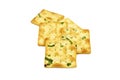 Biscuits cracker square design.Great flavor combination of green onion and wheat. Royalty Free Stock Photo