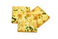 Biscuits cracker square design.Great flavor combination of green onion and wheat. Royalty Free Stock Photo
