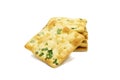 Biscuits cracker square design.Great flavor combination of green onion and wheat. Royalty Free Stock Photo