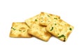 Biscuits cracker square design.Great flavor combination of green onion and wheat. Royalty Free Stock Photo