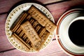 Biscuits and a cup of black coffee are delicious dishes for breakfast to start a beautiful day