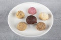 Biscuits , Dry Cake, Cookies Biscuits photoshoot picture. Vegan homemade truffles. Various dried cakes on wooden table Royalty Free Stock Photo