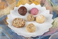 Biscuits , Dry Cake, Cookies Biscuits photoshoot picture. Vegan homemade truffles. Various dried cakes on wooden table Royalty Free Stock Photo