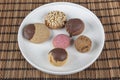 Biscuits , Dry Cake, Cookies Biscuits photoshoot picture. Vegan homemade truffles. Various dried cakes on wooden table Royalty Free Stock Photo