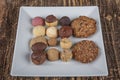 Biscuits , Dry Cake, Cookies Biscuits photoshoot picture. Vegan homemade truffles. Various dried cakes on wooden table Royalty Free Stock Photo