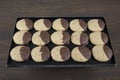 Biscuits , Dry Cake, Cookies Biscuits photoshoot picture. Vegan homemade truffles. Various dried cakes on wooden table Royalty Free Stock Photo