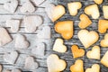 Biscuits in the form of hearts, top view Royalty Free Stock Photo