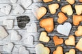 Biscuits in the form of hearts, top view Royalty Free Stock Photo