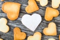 Biscuits in the form of hearts, top view Royalty Free Stock Photo