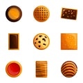 Biscuits icon set, cartoon style
