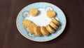 biscuits lined up in smiley faces Royalty Free Stock Photo