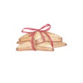 Biscuits pack.Cookies with a red ribbon as a gift on a white background, isolated. for postcards, wallpaper, banner Royalty Free Stock Photo