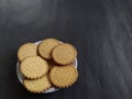 Biscuits on a plate for breakfast tea.