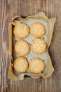 BISCUITS - A stack of delicious wheat round biscuits Royalty Free Stock Photo
