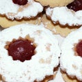 Biscuits with strawberries jam Royalty Free Stock Photo