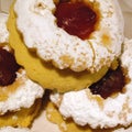 Biscuits with strawberries jam Royalty Free Stock Photo