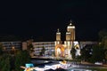 Biserica Adormirea Maicii Domnului. Church in Neptun resort, Romania, at night