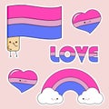 Bisexual, LGBT flag, rainbow, love, hearts, kawai, cute items.