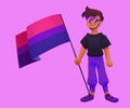 Bisexual man holding bisexuality pride flag