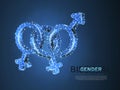 Bisexual pride, people symbol. Wireframe digital 3d illustration. Low poly Abstract Vector polygonal neon LGBT