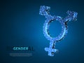 Bisexual pride, people symbol. Wireframe digital 3d illustration. Low poly Abstract Vector polygonal neon LGBT