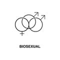 bisexual sign icon. Element of simple web icon with name for mobile concept and web apps. Thin line bisexual sign icon can be used