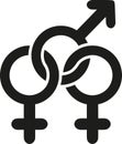 Bisexual sign love Royalty Free Stock Photo