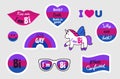 Bisexual stickers. Pride LGBT. Bisexuality icons. Vector