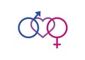 Bisexuality symbol with heart vector