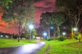 Bishan Park's walkway by night Royalty Free Stock Photo