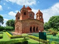 The unique style of ancient architechture and works of Terracotta Pancha Ratna temple in Bishnupur, West Bengal, India