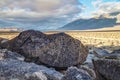 BISHOP, CALIFORNIA, UNITED STATES - Dec 21, 2020: Petroglyphs in Chidao Canyon