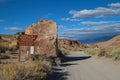 BISHOP, CALIFORNIA, UNITED STATES - Dec 21, 2020: Volcanic Tableland Sign on Dirt Road Royalty Free Stock Photo