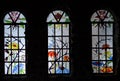 Stained glass windows in Bishop Castle, Colorado. Royalty Free Stock Photo