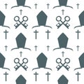 Bishop mitre and crosses. Seamless backdrop Royalty Free Stock Photo