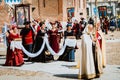 Bishop, priests and monks wearing medieval Dress